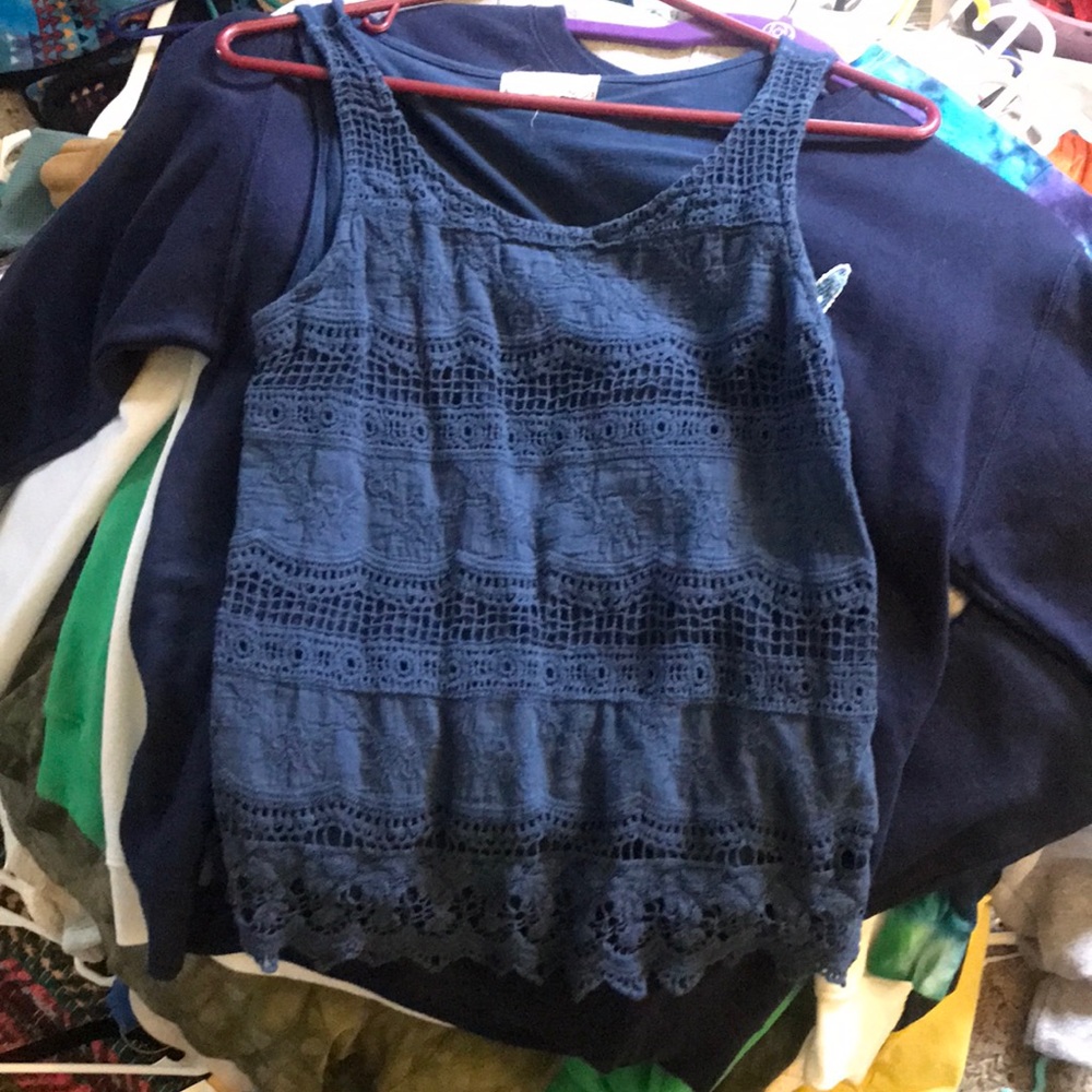 Dark blue sleeveless blouse